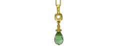 Šepkus M-116M 18KY Green Tourmaline Briolette Pendant Alphabet Charm, Sticks And Stones, Shiny Things