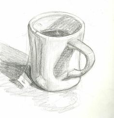 a pencil drawing of a cup of coffee