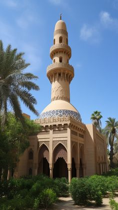 a tall building with a dome on top in the middle of some bushes and trees