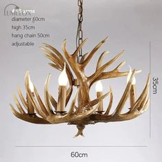 an antler chandelier is shown with measurements for the size and widths