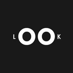 the word look is written in white on a black background with an image of a circle