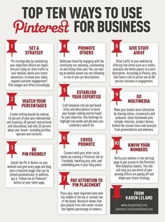 the top ten ways to use pinterest for business infographical poster template