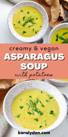 creamy and vegan asparagus soup with potatoes is the perfect side dish for any meal