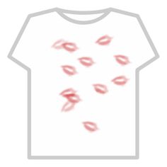 a white t - shirt with red lipstick prints on it