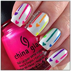 Rainbow Nail Art, Unghie Sfumate, Valentine Nail Art, Colorful Nail, Modern Nails, Fall Nail Art, Rainbow Nails, Neon Nails