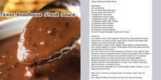 a brochure with an image of a spoon full of food and the words texas roadhouse steak sauce