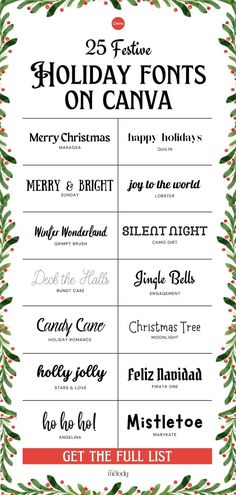 the 25 festive holiday fonts on canvas