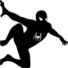 a spiderman silhouetted in black and white with his arms outstretched to the side