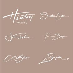 four different handwriting styles on a brown background