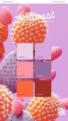 the color palette is shown with cactuses and other things in it, including pink