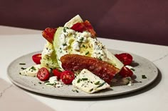 a white plate topped with food on top of a table