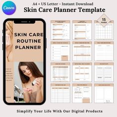 The Skincare Planner Template is an essential tool for organizing your skincare routine and tracking progress. It helps you plan and maintain a consistent skincare regimen, ensuring your skin gets the care it needs. The Skin Care Routine Checklist allows you to monitor daily and weekly skincare tasks, from cleansing and moisturizing to specific treatments, making sure you don't miss any steps. The Skincare Planner Template provides a space to document your skin's response to different products, track improvements, and make adjustments to your routine as needed. The Daily Health Planner integrates skincare with overall wellness, helping you manage your daily habits, such as hydration, diet, and sleep, which contribute to healthy skin. Available for quick download, these templates offer a co The Skincare Calendar, Weekly Skincare, Skincare Planner, Routine Checklist, Skincare Regimen, Essentials List, Health Planner, Journal Template, Daily Skin Care