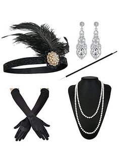 an assortment of accessories including gloves, necklaces and earrings