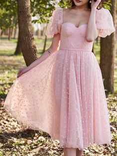 Midi Prom Dress, Dress With Puff Sleeves, Retro Vintage Dresses, Tea Length, Tulle Dress, Above Knee, Dream Dress, Velvet Dress, Puff Sleeves