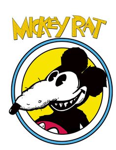 the logo for mickey rat, which is featured in an animated cartoon character's face