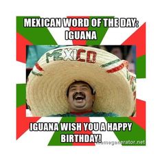 a mexican man wearing a sombrero and saying i juan to wish you a happy birthday