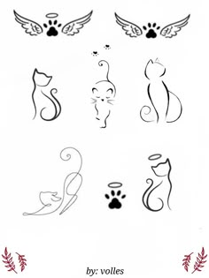 Cat simple line art vector tattoo illustration vector logo design  wall  stickers black cartoon art  myloviewcom