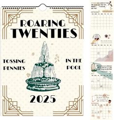 the front and back cover of roaring twentiess, featuring an image of a fountain