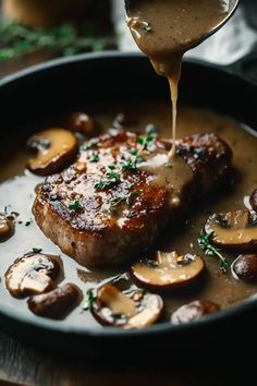 Slow Cooker Pork Chops with Mushroom Gravy Pork Chop Mushroom, Pork Chops Cream Of Mushroom, Pork Chops With Mushroom Gravy, Tavern Food, Fictional Food, Medieval Tavern, Mushroom Pork Chops, Pork Chops And Gravy, Creamy Mushroom Soup