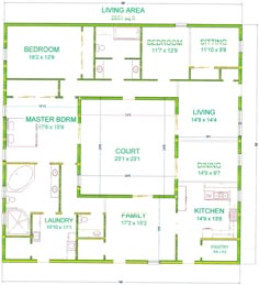 the floor plan for a small house with two bedroom and living area on each side