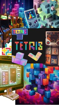 there is a collage of video games and other things in the image with text that reads tetrib