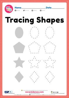 the worksheet for traceing shapes is shown in red and white with black dots