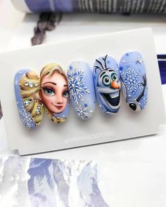 Coffen Nails, Nail Art Designs Valentines, Nail Art Designs Valentines Day, Nail Designs For Beginners, Spring Nail Design, Frozen Nails, Nail Art Wheel, Disney Nail Designs, Easy Nail Designs