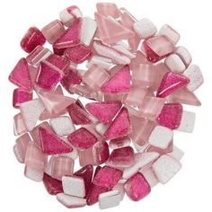 pink and white glass mosaics on a white background