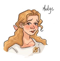 a drawing of a woman with blonde hair and a name on her shirt that says mudye