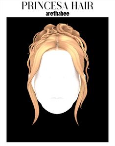 the princess's hair is shown in front of a black background with white text