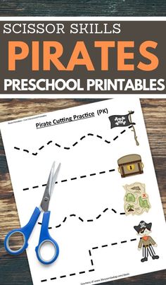 a pirate preschool printable worksheet with scissors and cut outs to make it look like