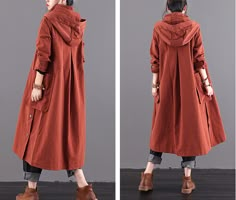 Long Women Casual Hooded Parka Plus Size Coat Jacket ,Custom make service available! Please feel free to contact us if you want this dress custom made.Materials used: cotton blendedSize: M: chest:112 cm length:103 cm sleeve：57 cm L : chest:116 cm length:104 cm sleeve：58 cm Most of our dresses are made of cotton linen fabric, soft and breathy. loose dresses to make you comfortable all the time.Flattering cut. Makes you look slimmer and matches easily.Payment:We accept payment by paypal and credit Dark Academia Outfits, Plus Size Coat, Dresses To Make, Long Jackets For Women, Fall Fashion Coats, Academia Outfits, Knee Length Coat, Loose Dresses, Fashion Muslim