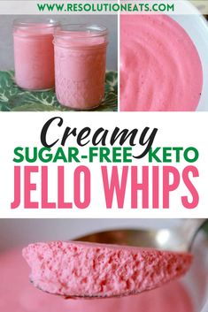 a spoon full of sugar - free keto jello whips with text overlay