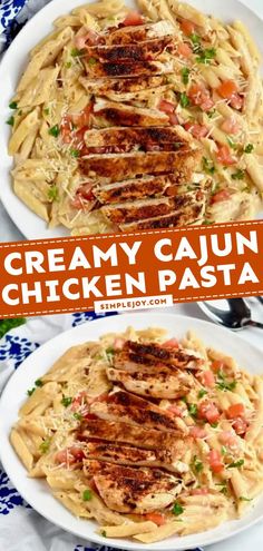 creamy cajun chicken pasta with tomatoes and parmesan cheese is an easy weeknight meal