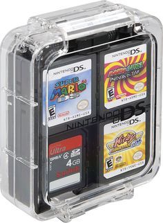 the nintendo ds case is clear and has four different games in it