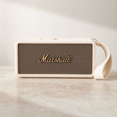 Carry the loudest Bluetooth speaker in your hand. A hefty 20+ hours of portable playtime coupled with a tough-as-nails build makes the Marshall Middleton Bluetooth speaker ready for anything. Using a form of multi-directional stereo sound exclusive to Marshall, the Middleton is at home playing wirelessly indoors or outdoors for the ultimate immersive experience.       55% recycled plastic      Top panel controls      Bluetooth 5.1 connectivity      Includes detachable car Marshall Bluetooth, Preppy House, The Marshall, Tough As Nails, Marshall Speaker, Modern Holiday, Immersive Experience, 5 Hours, You Smile