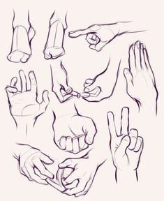 several hands are shown with different gestures