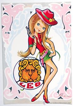 a drawing of a girl with a cell phone and a lion on it's back