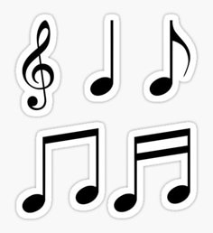 four musical notes sticker on a white background