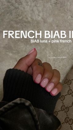 French biab, biab luna + pink french Pink Micro French Manicure, Square Shape Nail Ideas, Biab French Nails, Short French Tip Oval, Builder Gel Short Nails, Pink Base French Tip Nails, Biab Nails Inspiration Summer 2024, Biab Nails Inspiration Short, Biab French Nail