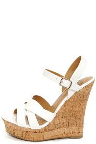 What's the magic elixir for a wardrobe lean on wedges? The My Delicious Serum White Peep Toe Wedge Sandals of course! White vegan leather straps crisscross over a cute peep toe and adjust at the ankle with a silver buckle. 5" cork-wrapped wedge heel in beige slides into a 1.25" toe platform for plenty of lift. Cushioned insole. Non-skid rubber sole. Available in whole and half sizes. Measurements are for a size 6. All vegan friendly, man made materials. Wedges Outfit, White Platform Sandals, Peep Toe Wedge Sandals, Giuseppe Zanotti Heels, Prom Heels, Prom Shoes, Outfit Winter, Fashion Heels