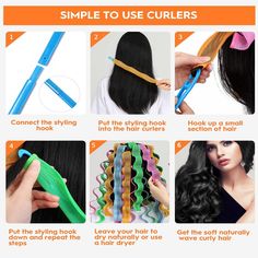 Sufficient Quantity. You will receive 30 pieces of wave hair curlers in 6 different colors including pink, blue, yellow, green, orange and purple, 5 pieces of each color, also comes with 2 styling hooks. Measuring 30cm/11.81inch, enough quantity to meet your needs for everyday curls Black Naturally Curly Hair, Curlers For Long Hair, Wave Curls, No Heat Hair, No Heat Hair Curlers, Heatless Waves, Everyday Curls, Hair Curlers Rollers, Hair Clay