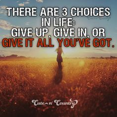 there are 3 choices in life give up give in or give it all you've got