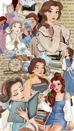 disney princesses collage with their names on them