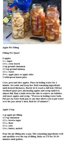 the recipe for apple pie fillings is shown in this page, with instructions to make them