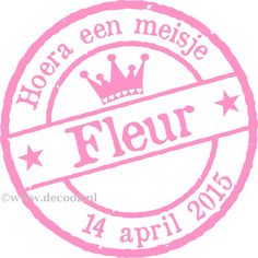 a pink stamp with the words fleur and a crown