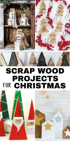 Grid of six images of Christmas decorations made from scrap wood with text overlay: Scrap wood projects for Christmas. Scrap 2x4 Projects, Wood Projects For Christmas, Small Scrap Wood Projects, Diy Scrap Wood Projects, Sell Ideas, 2x4 Projects, Wood Block Crafts, Wood Projects For Beginners