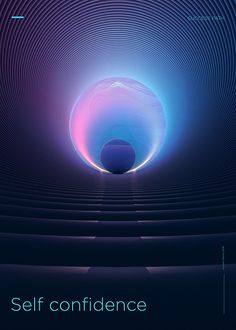 the cover of self confidence magazine, featuring an image of a blue and purple tunnel