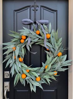 This Is How We Roll - TwoInspireYou Dried Orange Wreath Blue Ribbon, Wreath With Oranges, Bay Leaf Wreath, Roll Wreath, Leaf Projects, Sunny Vibes, Orange Grove, Wreath Hanger, Bay Leaf