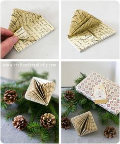 instructions to make origami napkins with pine cones